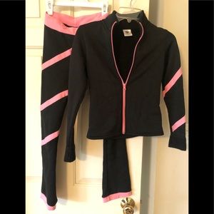 Figure Skating fleece black/pink jacket & pant 10